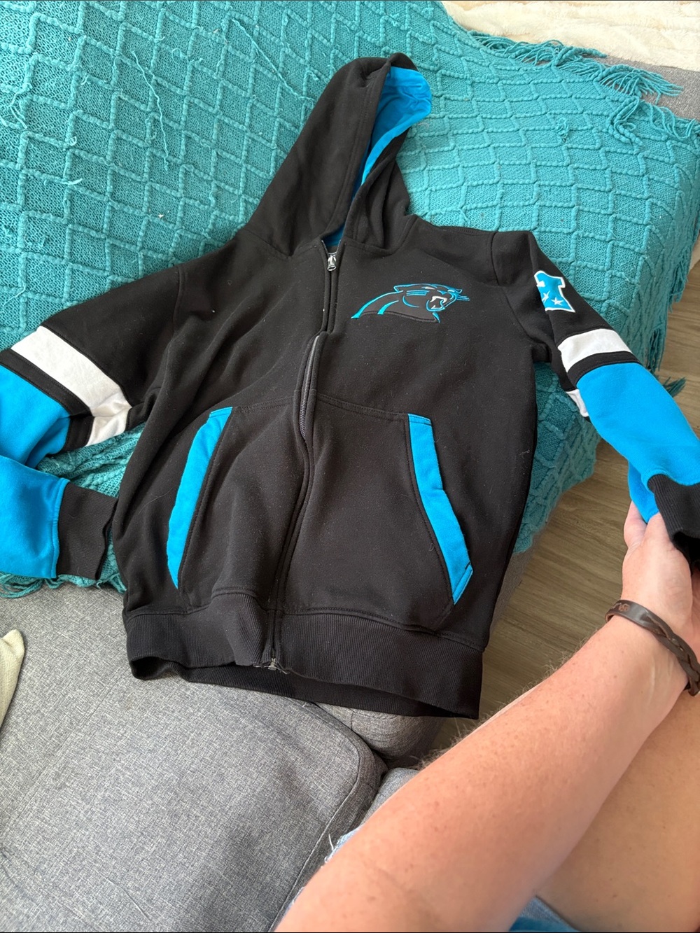 NFL Black & Bright Blue Kids Full-Zip Hoodie